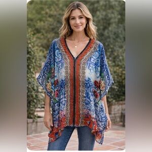 Soft Surroundings Tuscany Topper Sheer Boho Flowy Cover-Up   One Size.    NWT!